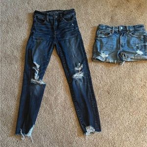 American Eagle jeans and Old Navy shorts size 0